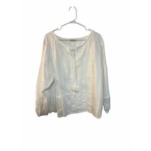 Lucky Brand White Top 2X/2G Soft Knit, Casual Boho Style, Relaxed Fit